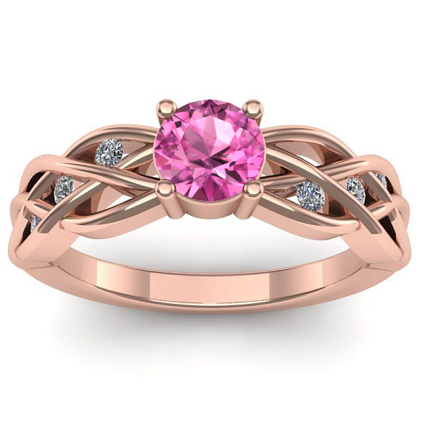 Inel cu safir roz rotund
