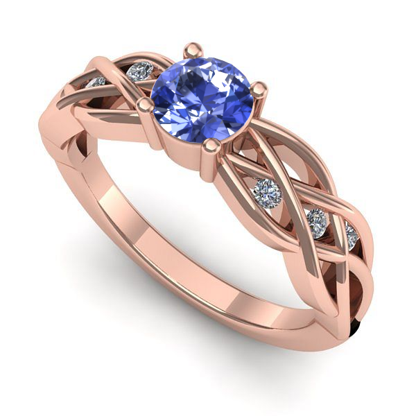 Inel logodna din aur roz cu tanzanit