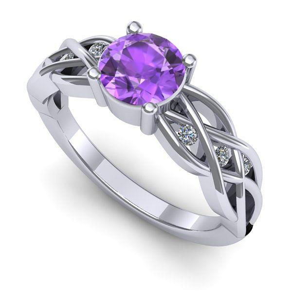 Inel logodna din aur alb cu ametist