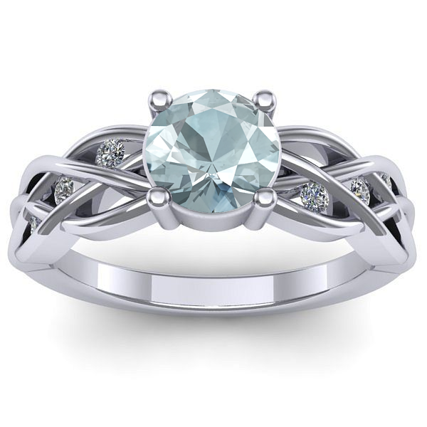 Inel de logodna cu aquamarin rotund