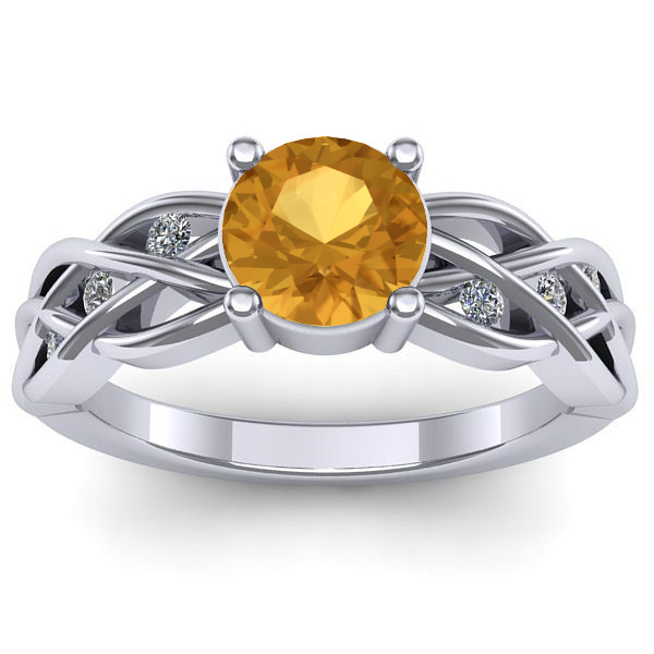 Inel logodna cu citrin rotund