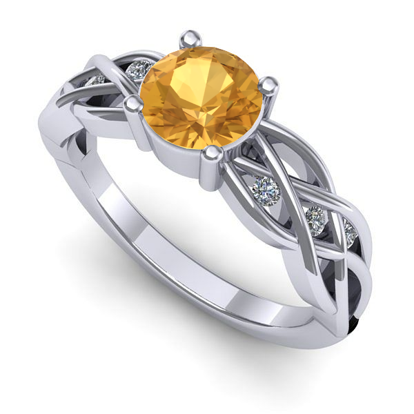 Inel din aur alb cu citrin