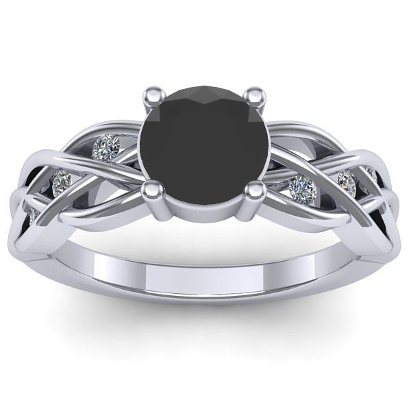 Inel de logodna cu diamant negru rotund