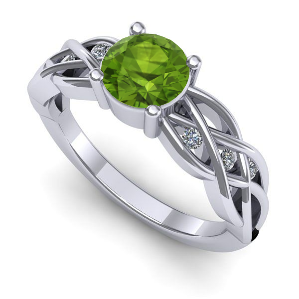 Inel logodna din aur alb cu peridot