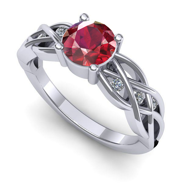 Inel din aur alb cu rubin