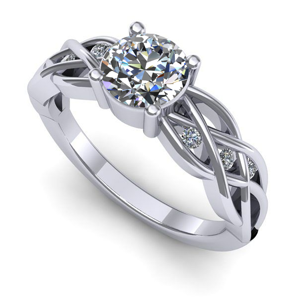 Inel din aur alb cu safir alb