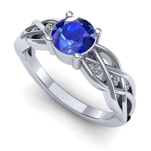 Inel din aur alb cu safir