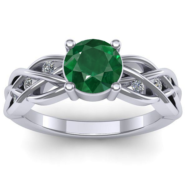Inel logodna cu smarald rotund