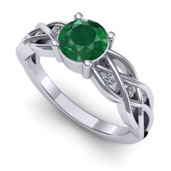 Inel din aur alb cu smarald