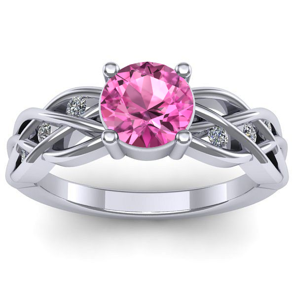 Inel de logodna cu safir roz rotund
