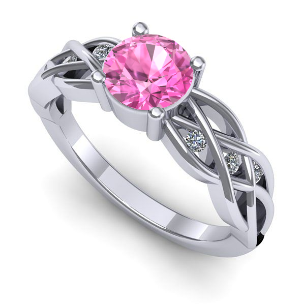 Inel din aur alb cu safir roz