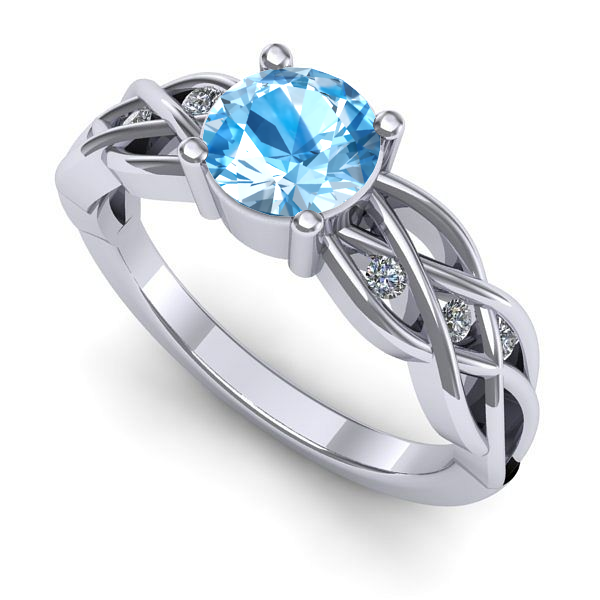 Inel logodna din aur alb cu topaz blue