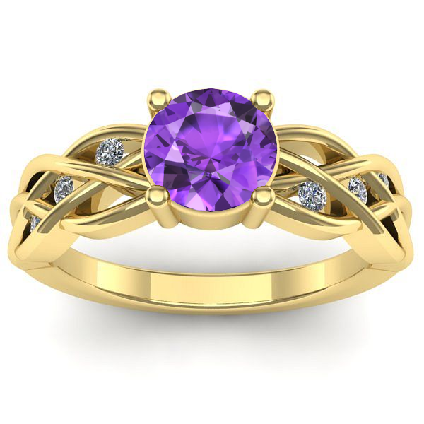 Inel logodna cu ametist rotund