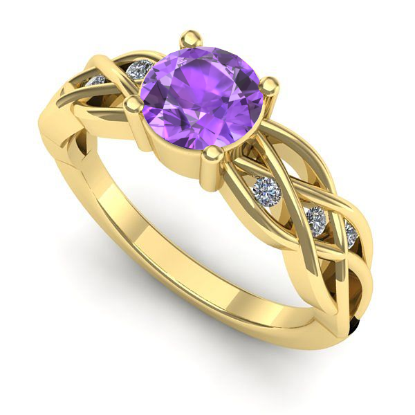 Inel din aur galben cu ametist