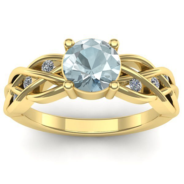 Inel logodna cu aquamarin rotund