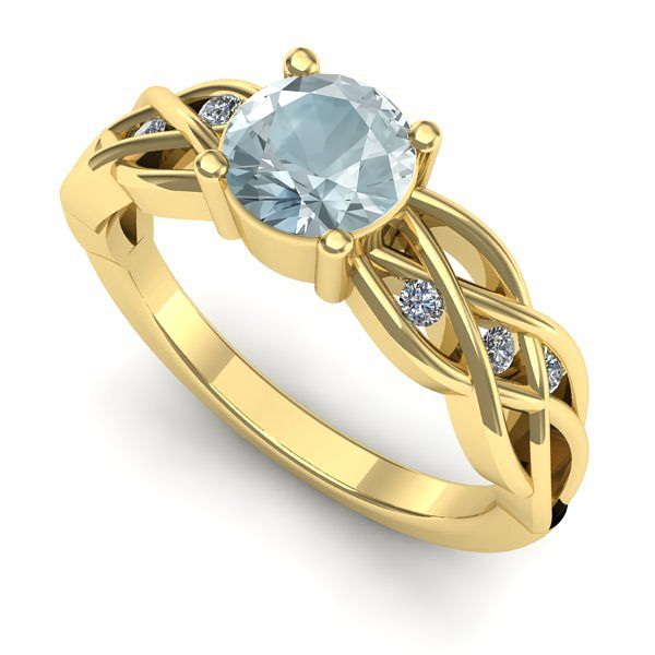 Inel din aur galben cu aquamarin