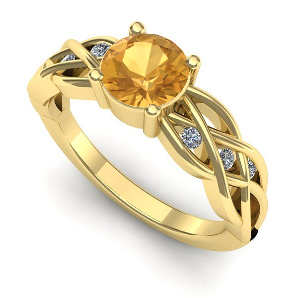 Inel logodna din aur galben cu citrin