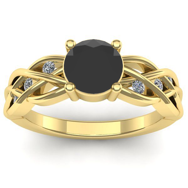 Inel de logodna cu diamant negru rotund