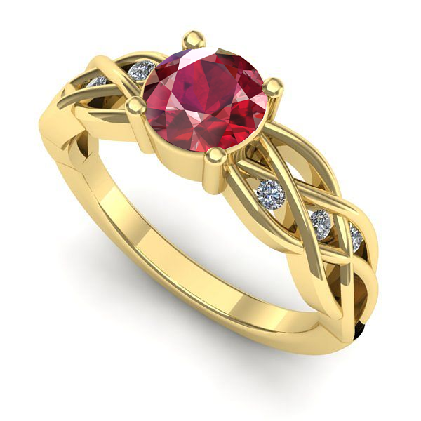Inel logodna din aur galben cu rubin
