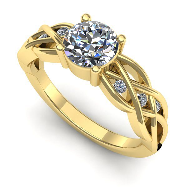 Inel din aur galben cu diamant de laborator