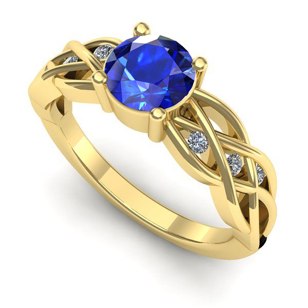 Inel de logodna din aur galben cu safir