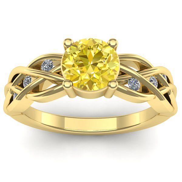 Inel logodna cu safir galben rotund