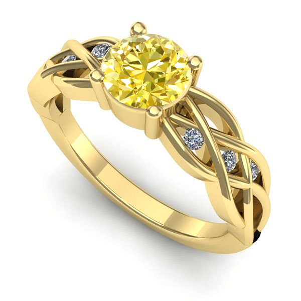 Inel de logodna din aur galben cu safir galben