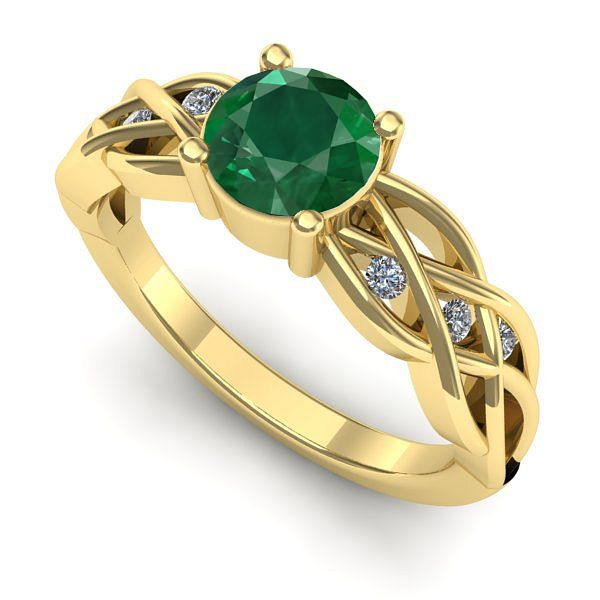 Inel din aur galben cu smarald