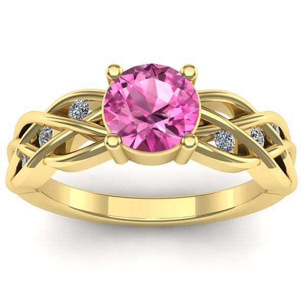 Inel de logodna cu safir roz rotund