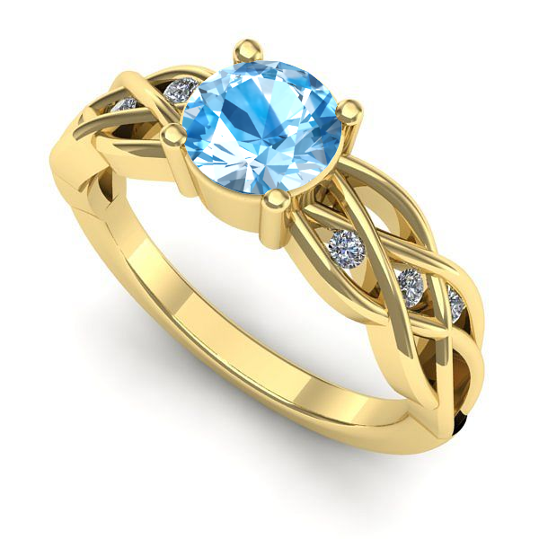 Inel de logodna din aur galben cu topaz blue