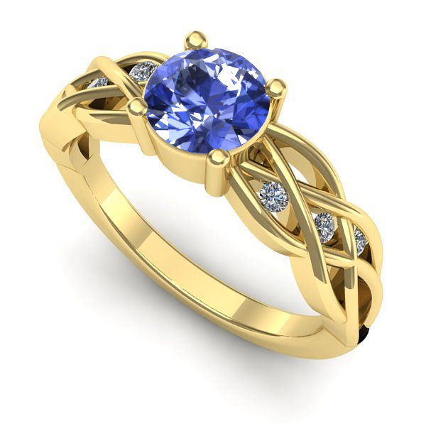 Inel logodna din aur galben cu tanzanit