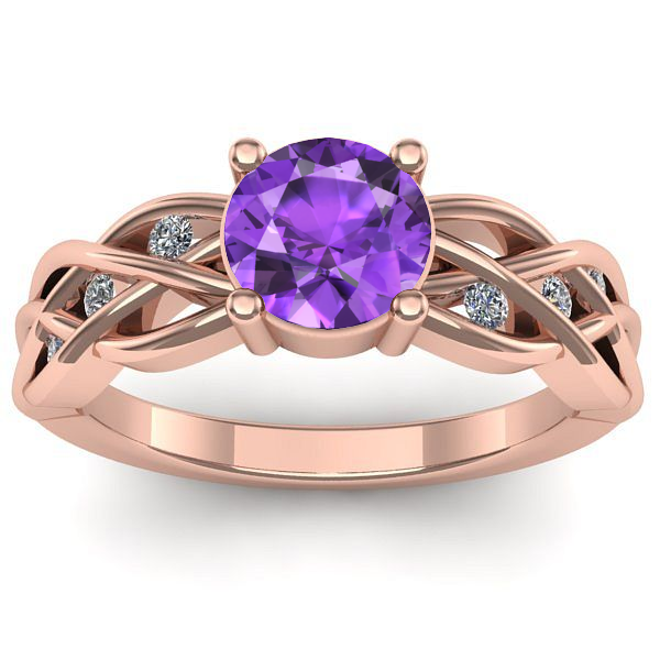 Inel logodna cu ametist rotund