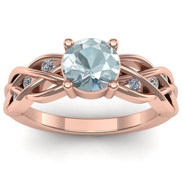 Inel de logodna cu aquamarin rotund