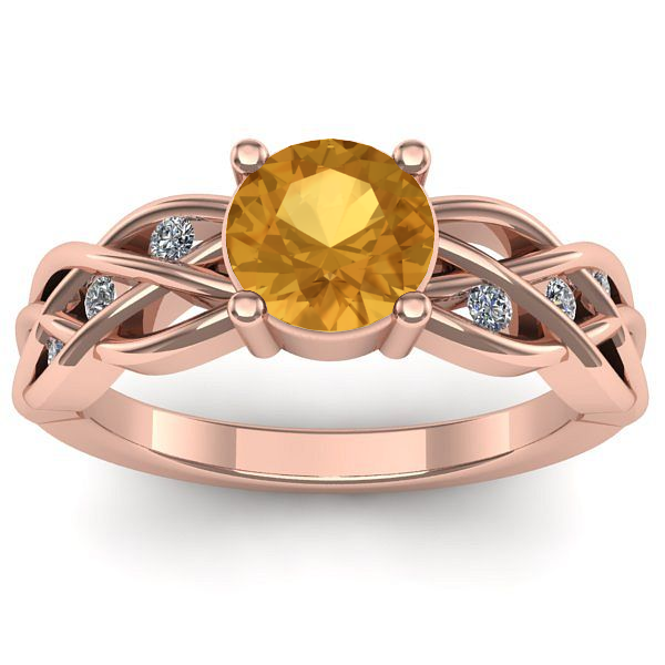 Inel cu citrin rotund