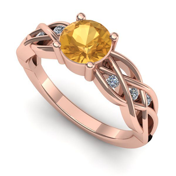 Inel logodna din aur roz cu citrin