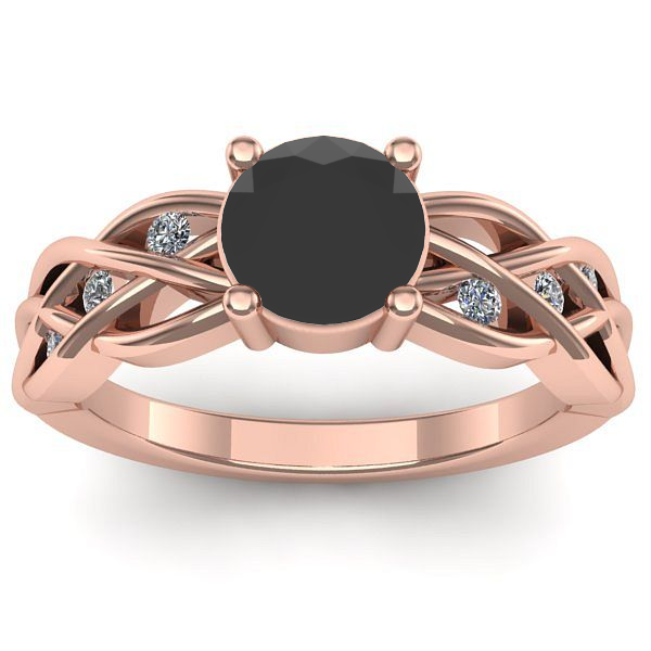 Inel logodna cu diamant negru rotund