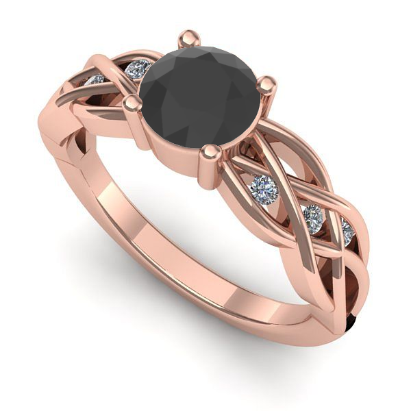 Inel din aur roz cu diamant negru