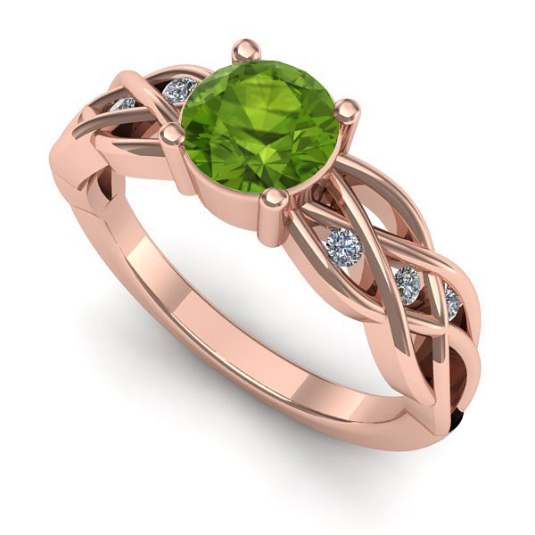 Inel din aur roz cu peridot