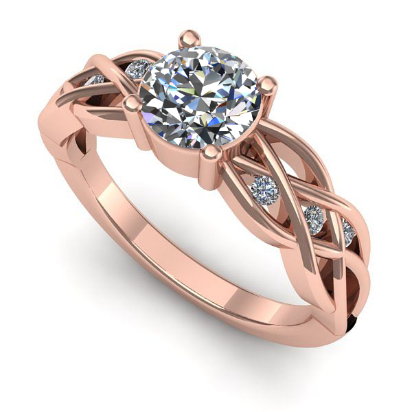 Inel logodna din aur roz cu diamant de laborator