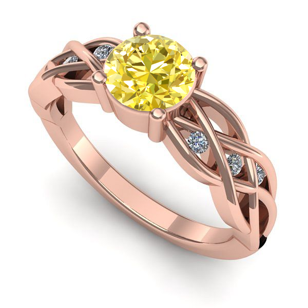 Inel logodna din aur roz cu safir galben