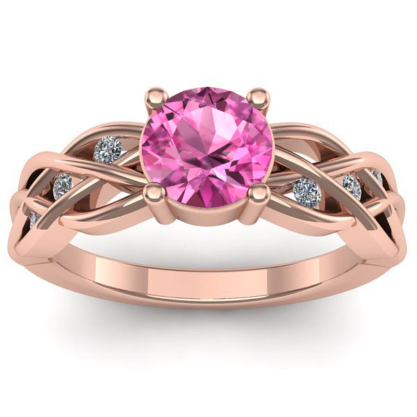 Inel de logodna cu safir roz rotund