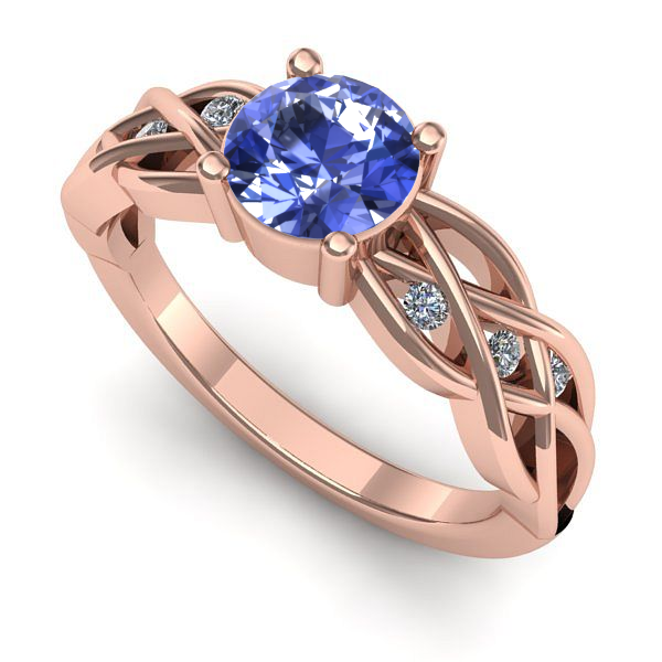 Inel de logodna din aur roz cu tanzanit