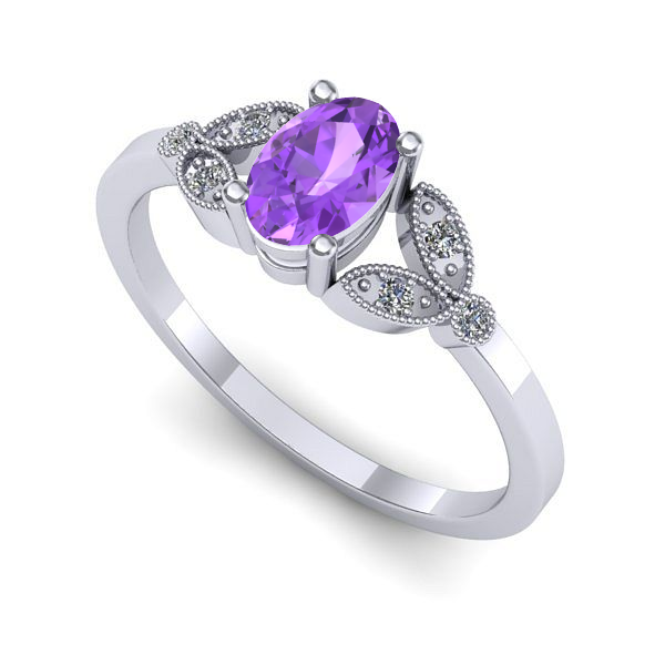 Inel din aur alb cu ametist