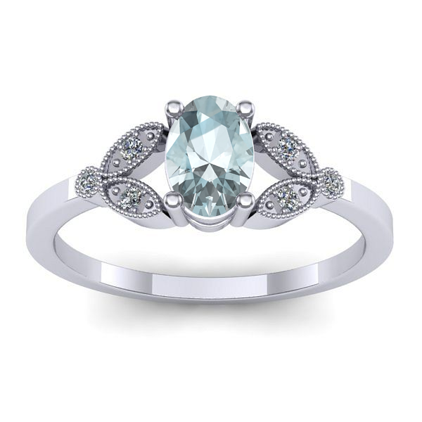 Inel de logodna cu aquamarin oval