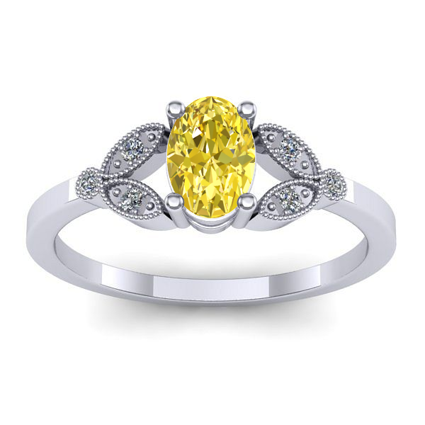 Inel cu safir galben oval