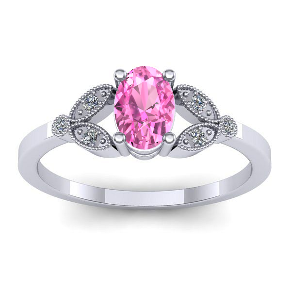 Inel cu safir roz oval