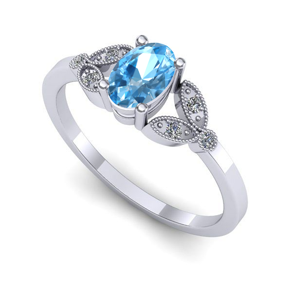 Inel logodna din aur alb cu topaz blue