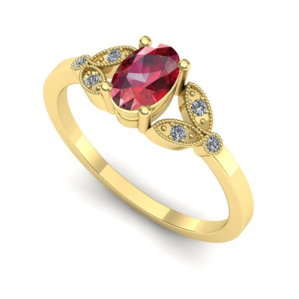 Inel de logodna din aur galben cu rubin