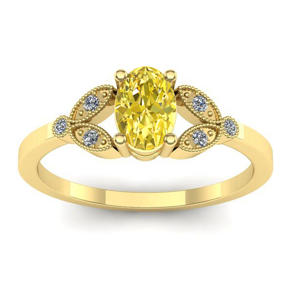 Inel cu safir galben oval
