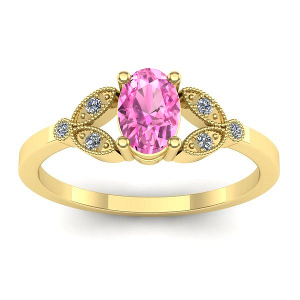 Inel cu safir roz oval